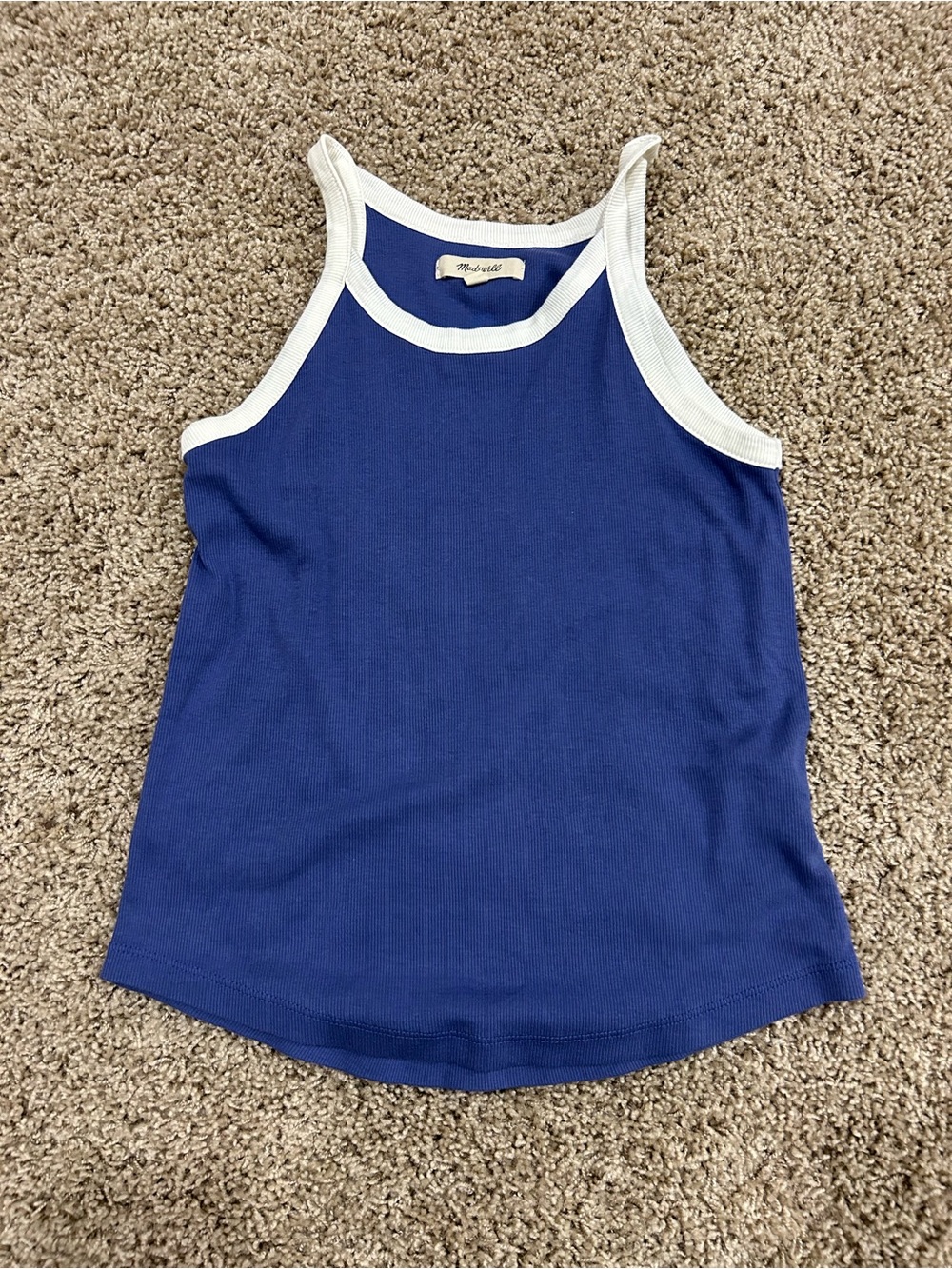 Madewell Blue Tank with White Trim